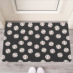 Black Baseball Pattern Print Rubber Doormat