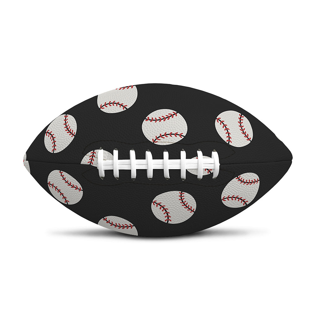 Black Baseball Pattern Print Rugby Ball