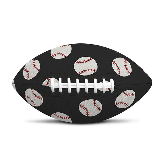 Black Baseball Pattern Print Rugby Ball