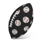 Black Baseball Pattern Print Rugby Ball