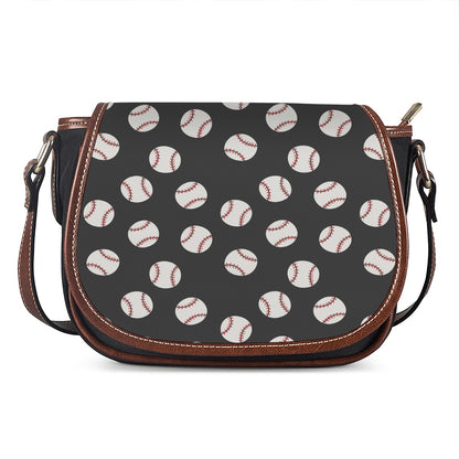 Black Baseball Pattern Print Saddle Bag