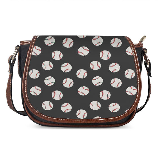 Black Baseball Pattern Print Saddle Bag
