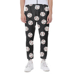 Black Baseball Pattern Print Scuba Joggers