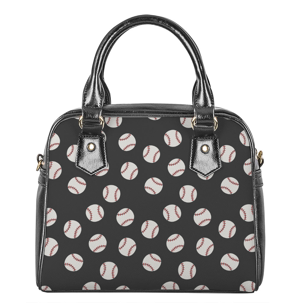 Black Baseball Pattern Print Shoulder Handbag