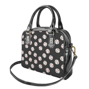 Black Baseball Pattern Print Shoulder Handbag