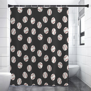 Black Baseball Pattern Print Shower Curtain