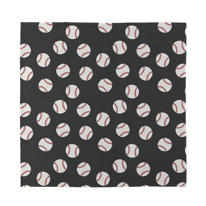 Black Baseball Pattern Print Silk Bandana