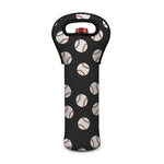 Black Baseball Pattern Print Single Neoprene Wine Tote