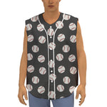 Black Baseball Pattern Print Sleeveless Baseball Jersey
