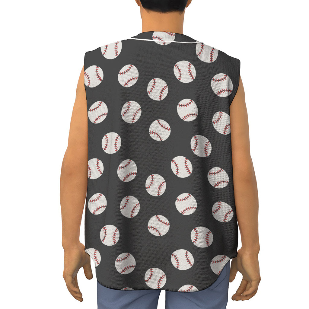 Black Baseball Pattern Print Sleeveless Baseball Jersey