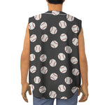 Black Baseball Pattern Print Sleeveless Baseball Jersey
