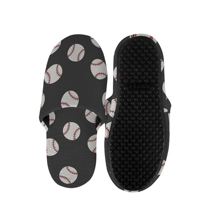 Black Baseball Pattern Print Slippers