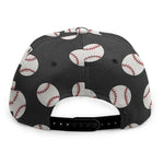 Black Baseball Pattern Print Snapback Cap