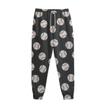 Black Baseball Pattern Print Sweatpants