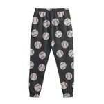 Black Baseball Pattern Print Sweatpants