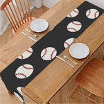 Black Baseball Pattern Print Table Runner