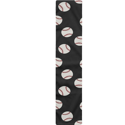 Black Baseball Pattern Print Table Runner