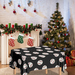 Black Baseball Pattern Print Tablecloth