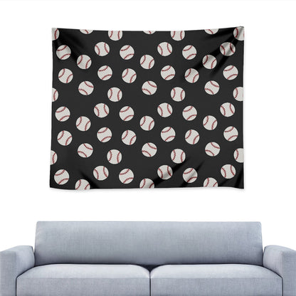 Black Baseball Pattern Print Tapestry