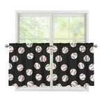 Black Baseball Pattern Print Tier Curtains