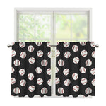 Black Baseball Pattern Print Tier Curtains
