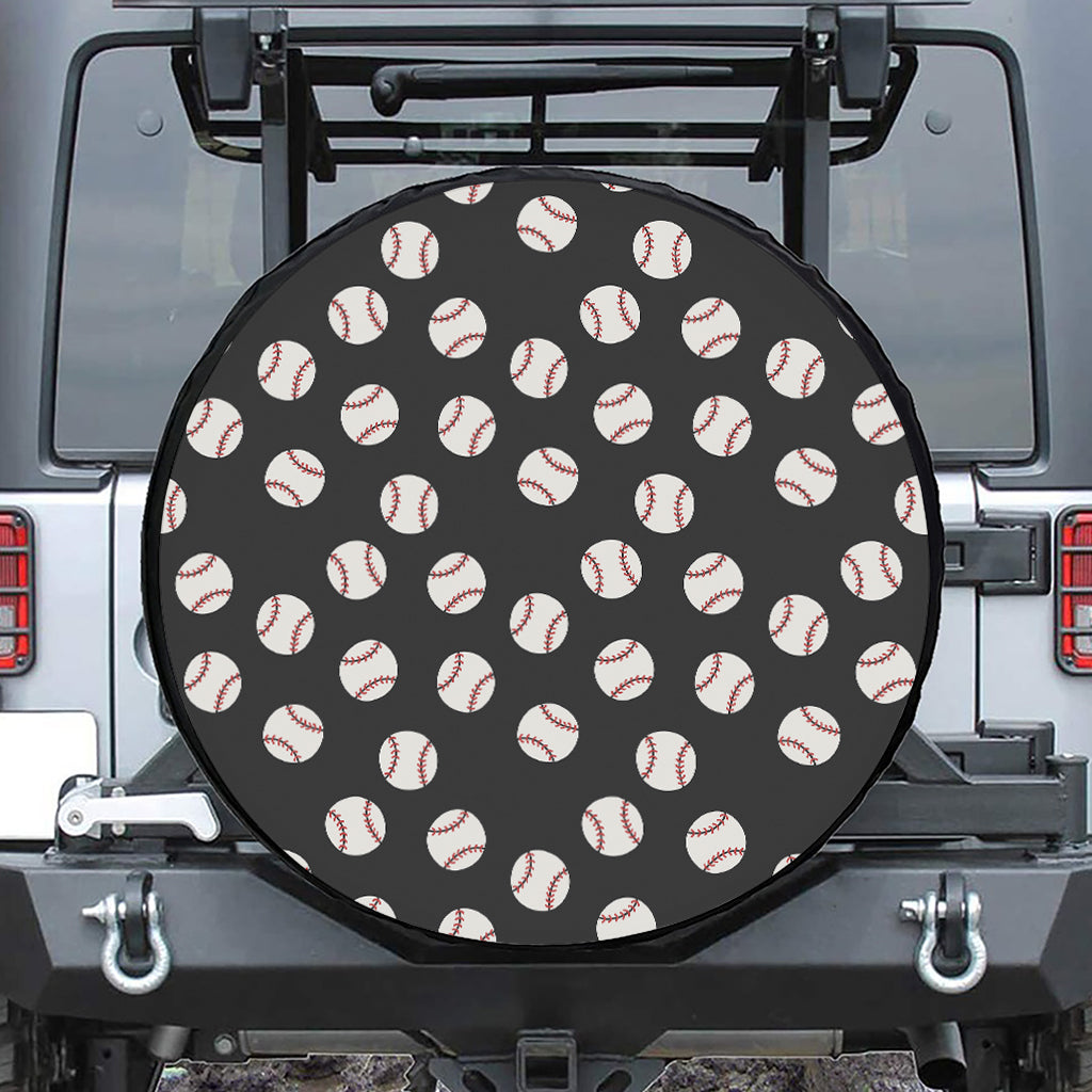 Black Baseball Pattern Print Tire Cover