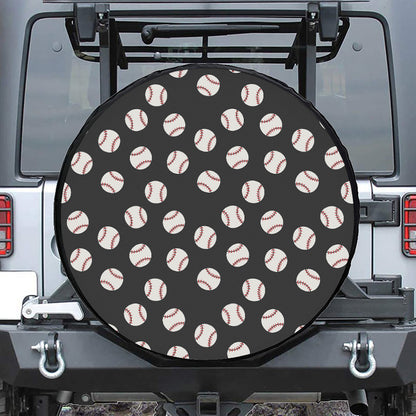 Black Baseball Pattern Print Tire Cover