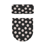 Black Baseball Pattern Print Toilet Lid And Tank Cover Set
