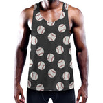 Black Baseball Pattern Print Training Tank Top