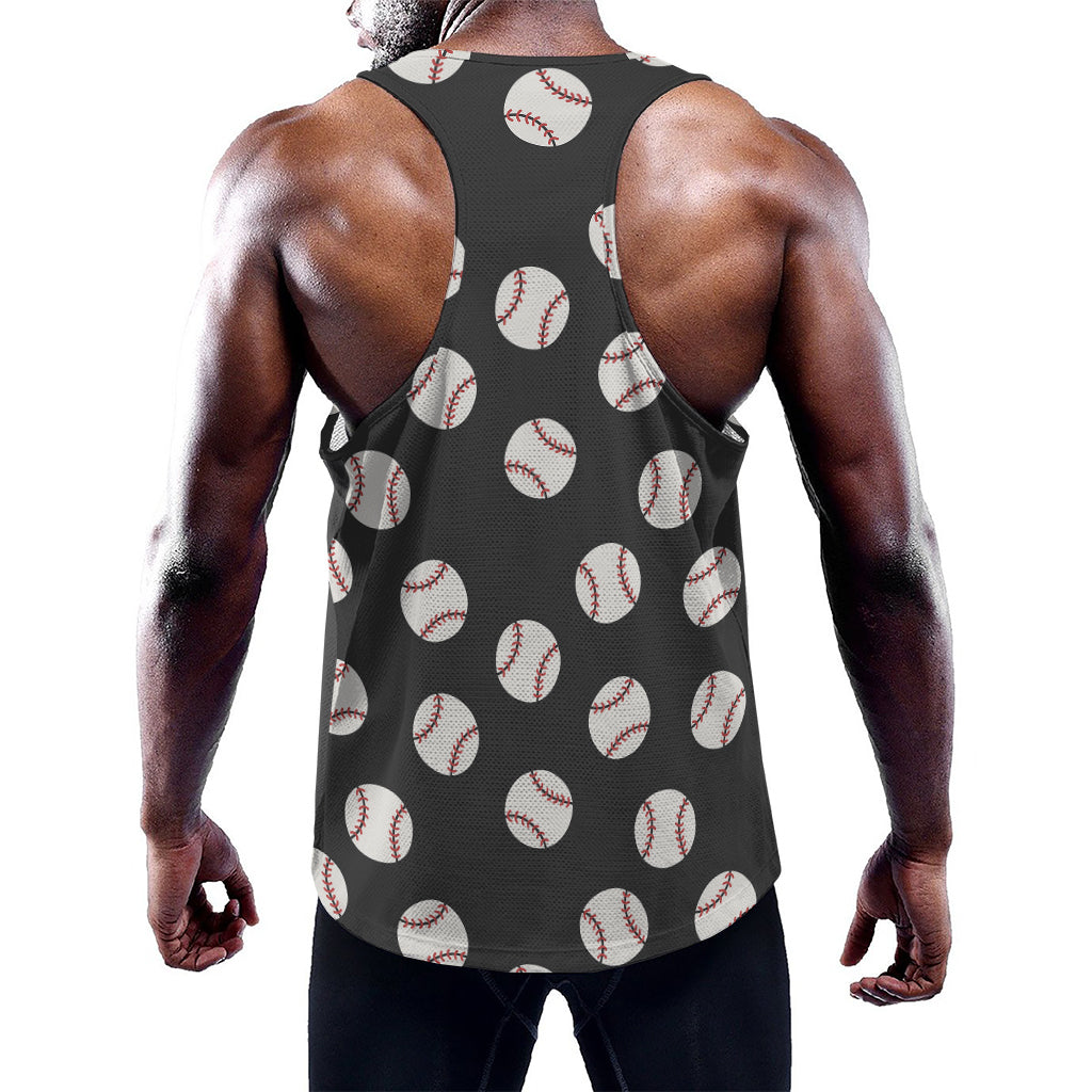 Black Baseball Pattern Print Training Tank Top