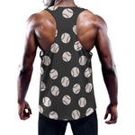 Black Baseball Pattern Print Training Tank Top