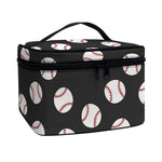 Black Baseball Pattern Print Travel Makeup Bag