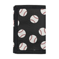 Black Baseball Pattern Print Trifold Wallet