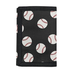 Black Baseball Pattern Print Trifold Wallet