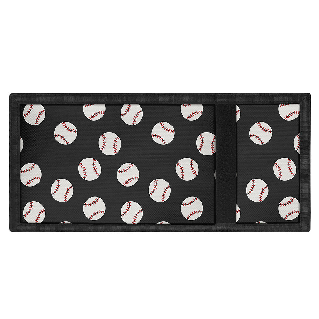 Black Baseball Pattern Print Trifold Wallet