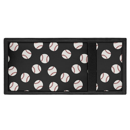 Black Baseball Pattern Print Trifold Wallet