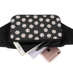 Black Baseball Pattern Print Waist Bag