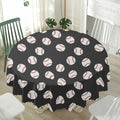 Black Baseball Pattern Print Waterproof Round Tablecloth