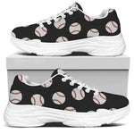 Black Baseball Pattern Print White Chunky Shoes