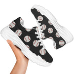 Black Baseball Pattern Print White Chunky Shoes