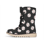 Black Baseball Pattern Print Winter Boots