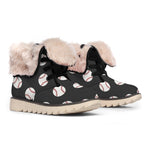 Black Baseball Pattern Print Winter Boots