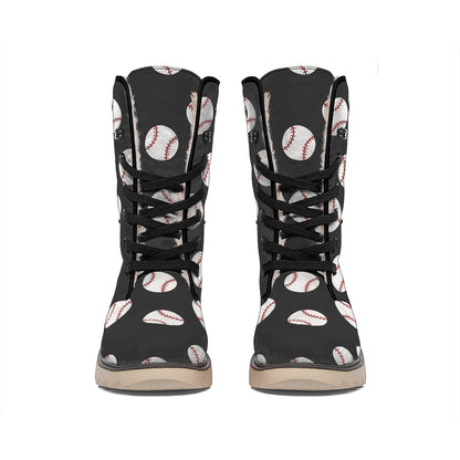 Black Baseball Pattern Print Winter Boots