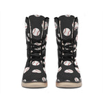Black Baseball Pattern Print Winter Boots