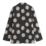 Black Baseball Pattern Print Women's Blazer