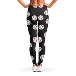 Black Baseball Pattern Print Women's Leggings