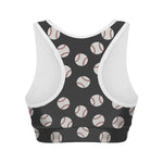 Black Baseball Pattern Print Women's Sports Bra