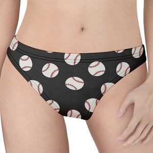 Black Baseball Pattern Print Women's Thong