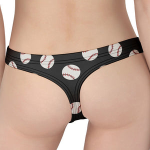 Black Baseball Pattern Print Women's Thong