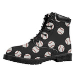 Black Baseball Pattern Print Work Boots